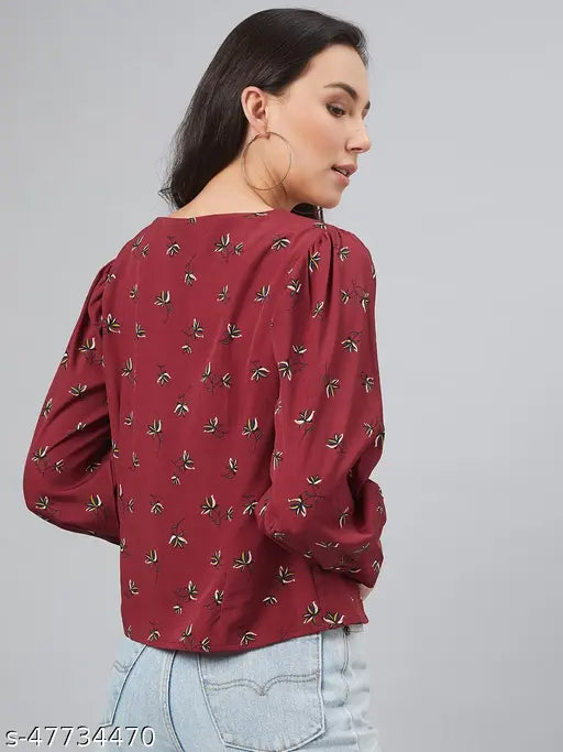 RARE Women's Floral Regular Maroon Shirts