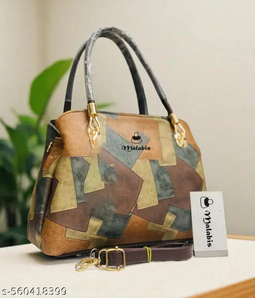 Stylish Brown Colorblock PU Leather Handbag for Women | Shoulder & Tote Bag