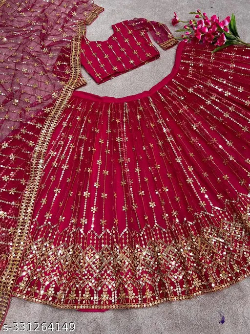 Pink Net Sequence  Lehenga choli For womens
