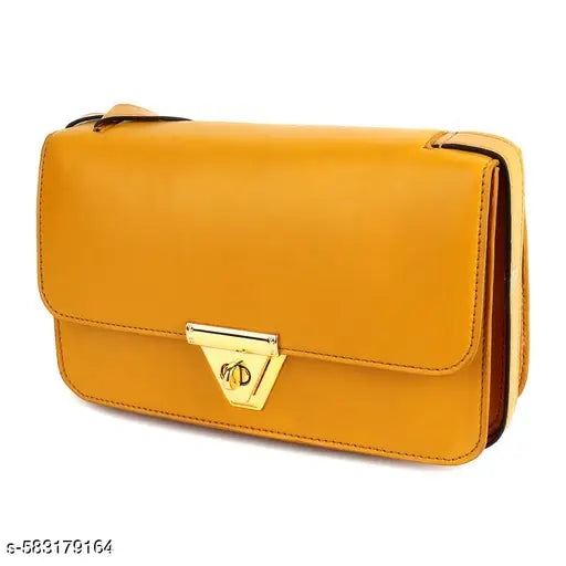 Berrylush Women Solid Yellow PU One-Handle Push Lock Embellished Shoulder/Sling Bag