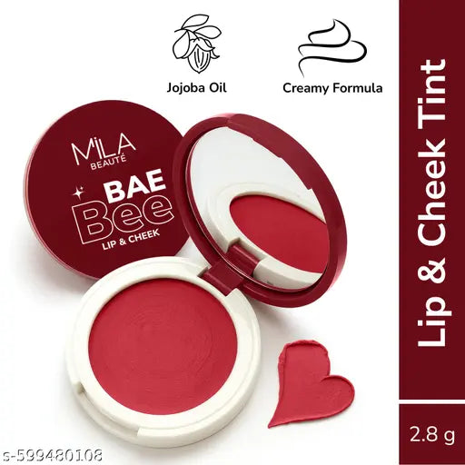 Mila Beaute BaeBee Lip & Cheek Tint I Creamy Formula, Matte Finish I Long Lasting I With Jojoba Oil & Vitamin E, (Fresh Red, 2.8gm)