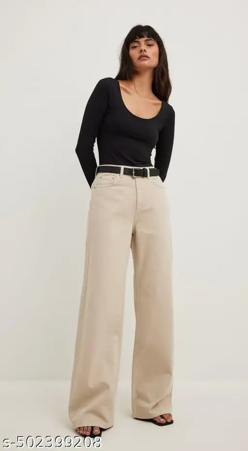 wideleg cream denim jeans