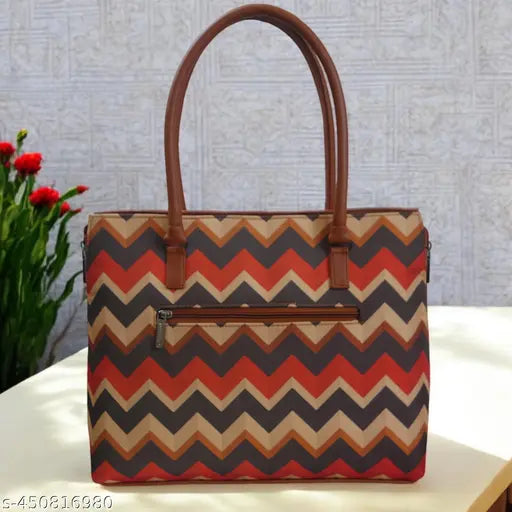 JUGNU-tan Trending Handicraft Fabric Mandala Printed Ladies Bag For Girl & Women for Office, Eco Friendly Handmade Faux Leather Brown