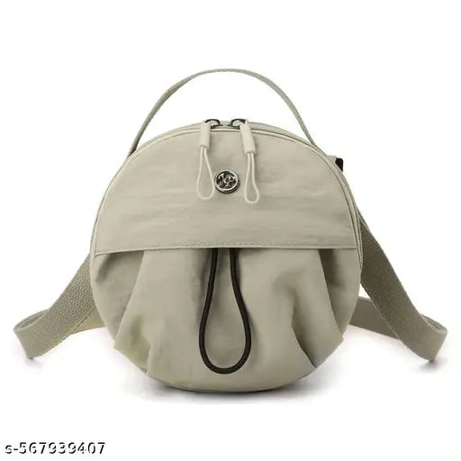 Women Stylish Nylon Crossbody Bag Drawstring Bucket Bag Simple Messenger Bag with Adjustable Strap for Daily Use