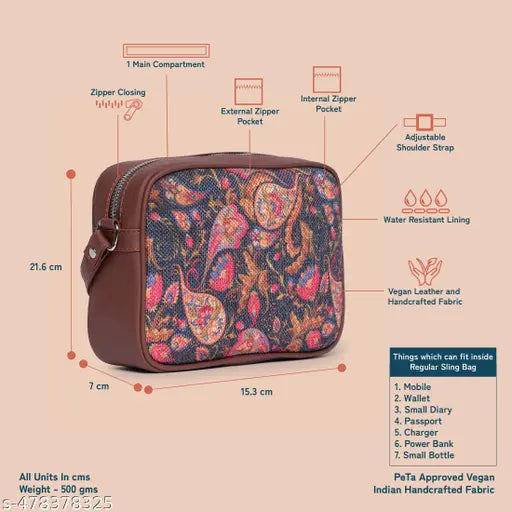 Zouk Paisley Print Sling Bag