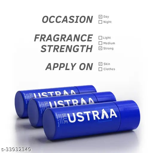 Ustraa BLUE Deodorant Body Spray, 150 ml- Set of 3