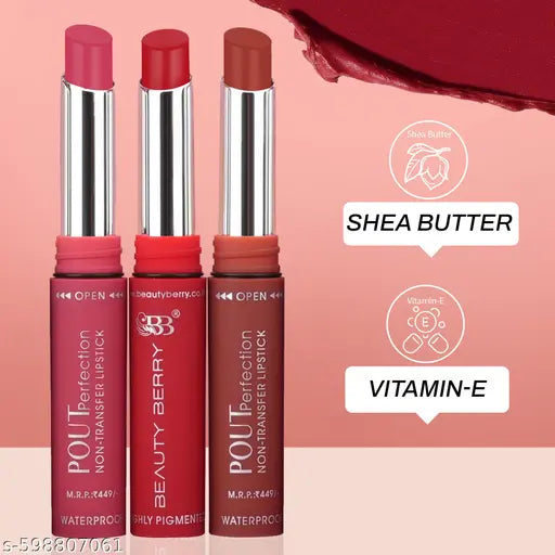 Beauty Berry Pout Perfection Long Lasting Transfer Proof Matte Lipstick for Women (Coffee Time, 3.8g)