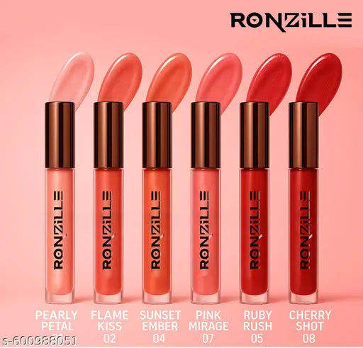 Ronzille-Lip Gloss | High-Glossy Shine | Enriched with Vitamin E | Lightweight | Non Sticky | Hydrating Formula | Pearly Petal-3ml