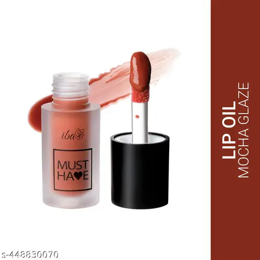 Iba Must Have High Shine Lip Oil with Vitamin C for Making Lips Brighter and Pinker | Long-Lasting Nourishment and Hydration | Soft and Natural Lips | Shade - 02 Mocha Glaze, 2.6ml