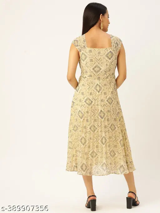 Slenor Women's Floral Shoulder Straps Yellow Dresses