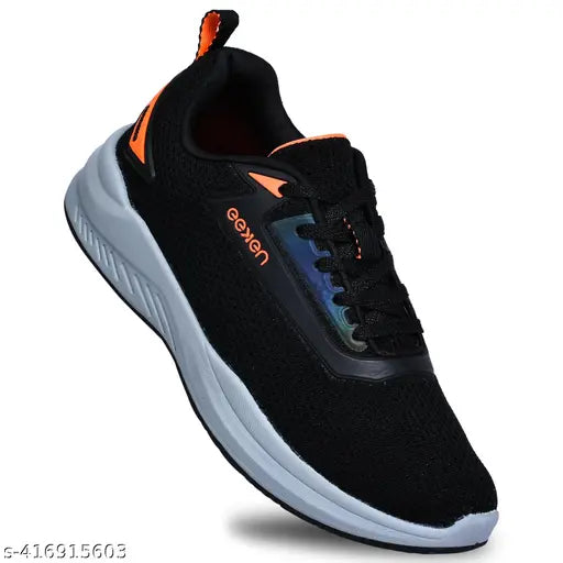 Paragon Eeken Black Lightweight Soft Cushioned Sports Shoes for Men