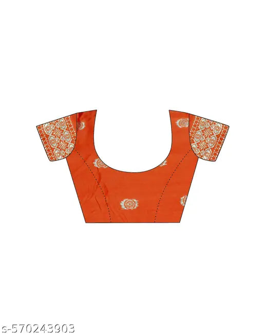 SATRANI Silk Orange Saree with Silk Blouse