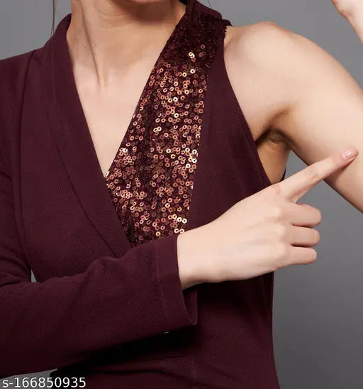 Women's Solid V-neck Brown Dresses