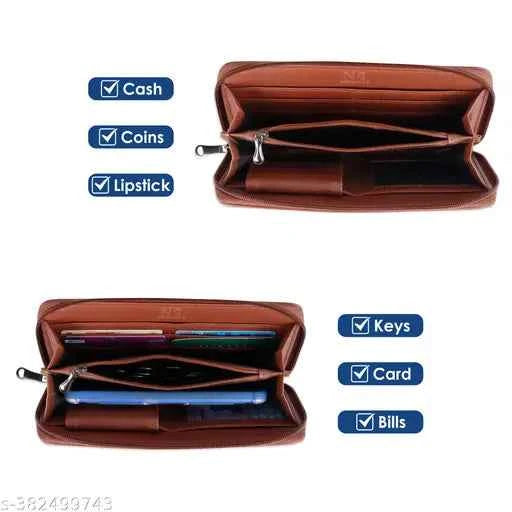 NFI essentials Wallet for Women, Long Zipper Ladies Wallet, Clutch Wallet for Girls, Card Cash Coin Holder for Women