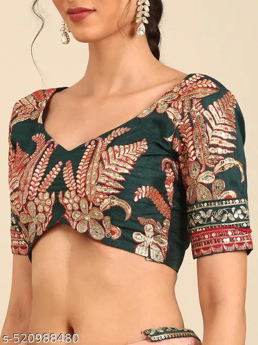 Women's Twil Net Saree With Beautiful Designer unstitched Blouse Piece