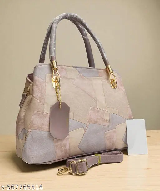 Women's Patchwork PU Leather Handbag with Detachable Shoulder Strap – Stylish Tote for Office & Casual Use || Women’s office tote bag||Casual and office wear handbag||Spacious PU leather tote||Handbag with detachable strap