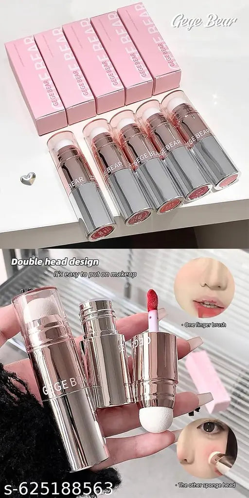 LELLA'S 2 in 1 Lip Gloss And Blushss Stick | Moisturizing & Long-Lasting Lip Cares | Portable & Dual-Ended Applicator | For Soft Pink Cheeks & Glossy Lips | Trendy Korean Styles Makeup Look | Non-Sticky & Lightweight | Blendable Glossy Nudes Shades | For
