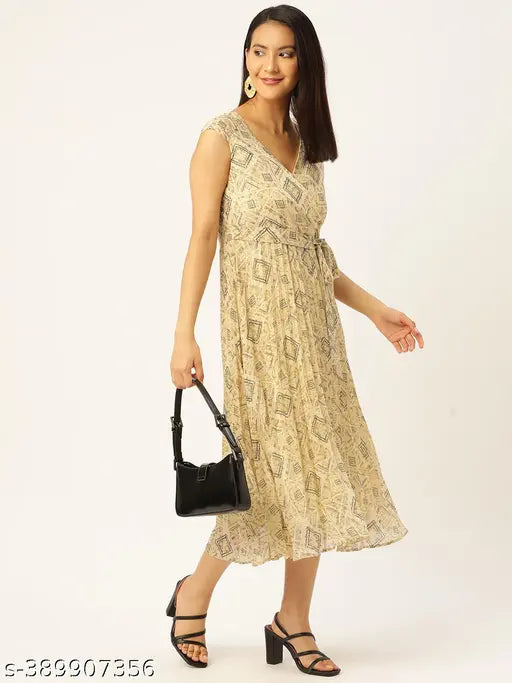 Slenor Women's Floral Shoulder Straps Yellow Dresses