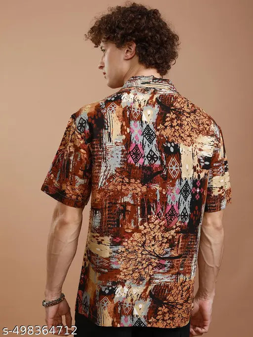 Ketch Men's Abstract Relaxed Cutaway Collar Multicolor Shirts