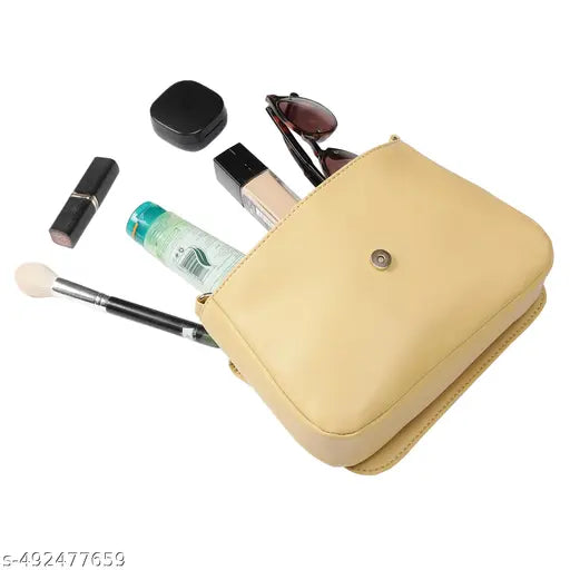 Fastrack Yellow Solid Structured Sling Bag for Women with Non-Detachable Sling Straps