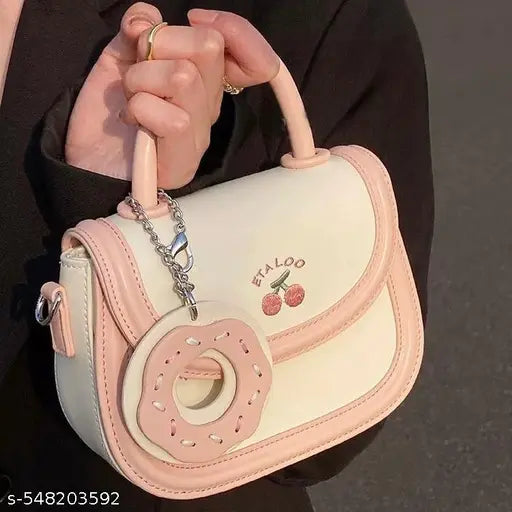 Women's Or Girls Pink Cherry Doughnut Decor Sling/Crossbody Bag