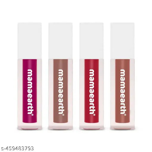 Mamaearth Feather Light Liquid Matte Mini Lipstick Set (1.2 ml X 4) 16-Hour Long Stay | Weightless & Non-Drying | Made Safe Certified