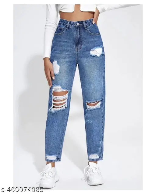 Versatile Stone Blue Colour Funky Cargo Wideleg Denims Jeans for womens, girls and ladies