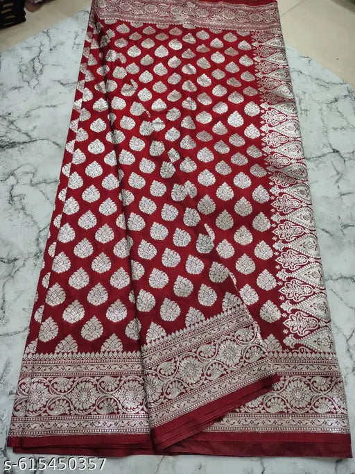 Banarasi Silk Patola Bridal Saree with Heavy Stone Work, Zari Border, Wedding Wear Elegance