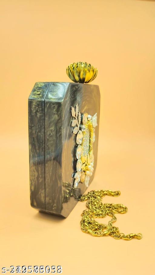 NEW STYLE HANDICRAFT Fashionable Latest Women Resin Crystal Stone Clutch