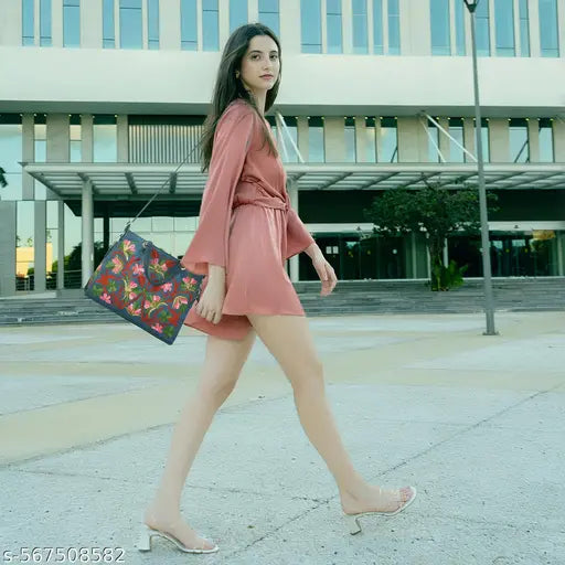 Exotic Floral Embrodery  Design Hand Bag