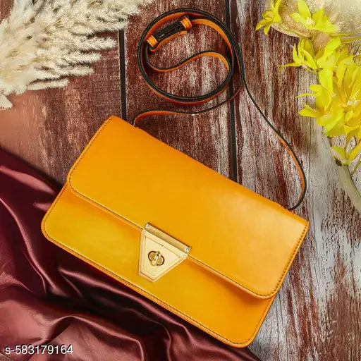 Berrylush Women Solid Yellow PU One-Handle Push Lock Embellished Shoulder/Sling Bag