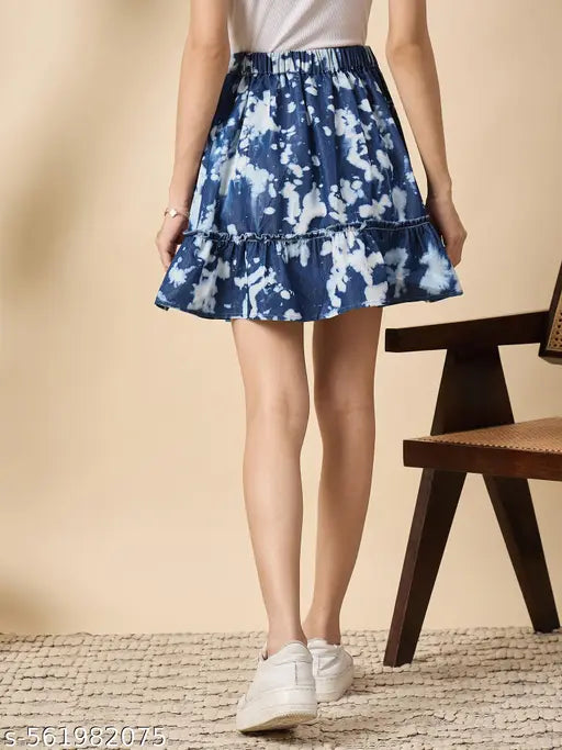 SHORT SKATER  SKIRT IN DENIM