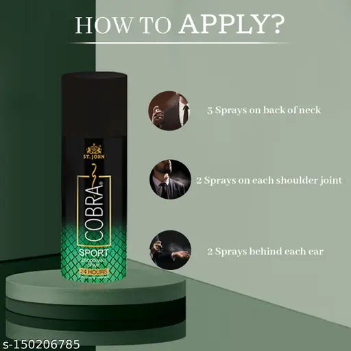 ST.JOHN Deodorant for Men | Cobra 24 Hours Freshness Long Lasting Limited Edition Deo Sports Deodorants 150 ml