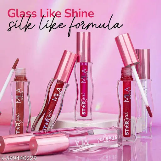 Mila Beaute Star Girl Shimmer Lip Gloss | Plumping & Hydrating with Peptides & Collagen | Lightweight Non-Sticky Formula for Fuller Softer Lips & High-Shine Finish, (Prism, 4ml)