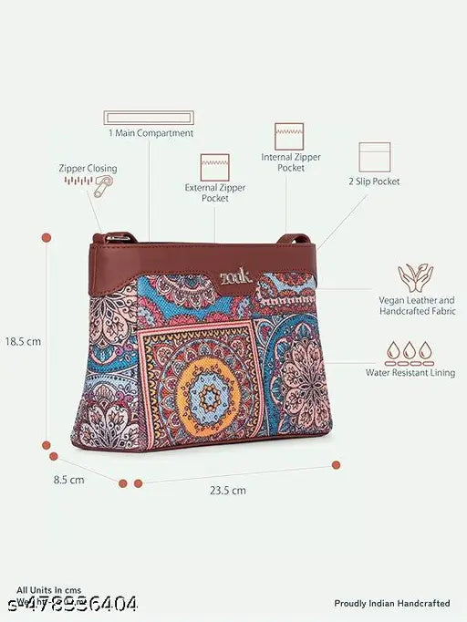 Zouk Multicolor Mandala Print Harmony Sling Bag
