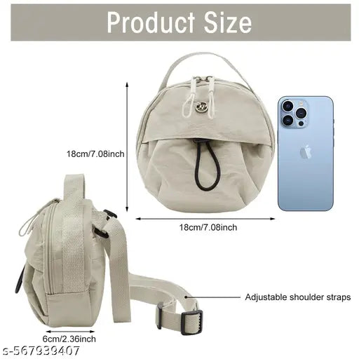 Women Stylish Nylon Crossbody Bag Drawstring Bucket Bag Simple Messenger Bag with Adjustable Strap for Daily Use