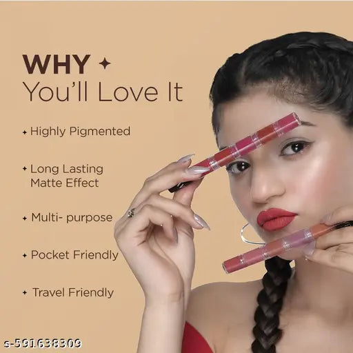 Bellavita High Five-in-1 Liquid Lipstick | 4.3ml, Enriched with Vitamin E for Instant Moisturization | Long-Lasting, Travel-Friendly