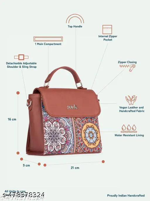 Zouk Multicolor Mandala Print Statement Sling Bag