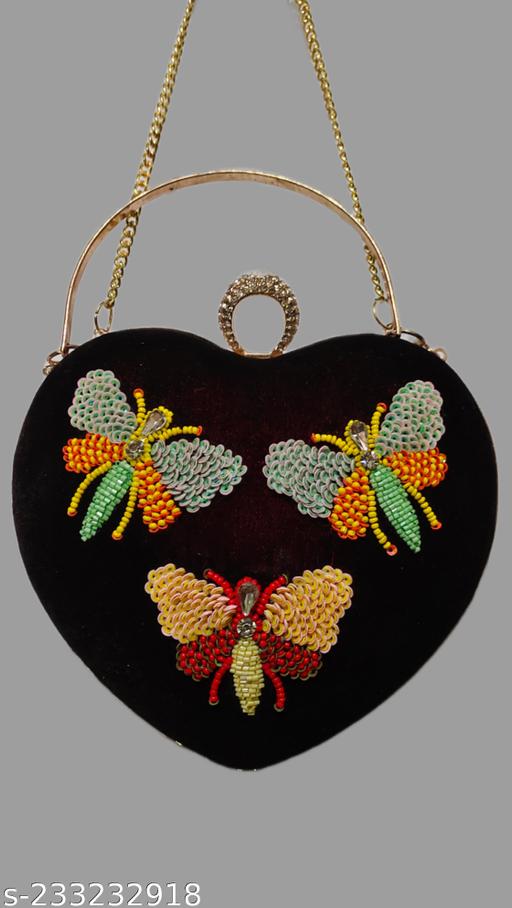 Lemonius Pearls Stylish unique women heart shape clutch