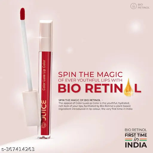 Juice Matte Color Luxe Lip Color With Goodness of Bio Retinol, Moisturising lock technology, SPF 15, Waterproof & Long Lasting Lipstick Pack of 6 (Shades of Red and Pink)