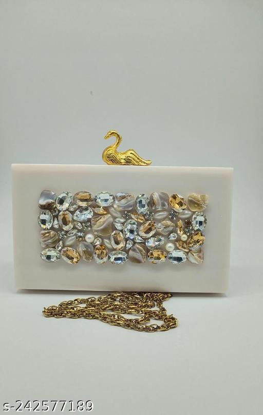 BEST INDIAN HANDICRAFT Best Design Heavy Studded and Patch done on Clutch for Party Look Resin Clutches (Free size)