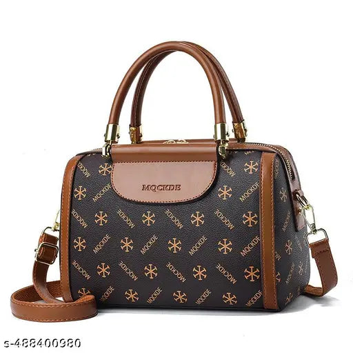 Handbag for Women Fashion Vintage Print Hand Bag with Shoulder Strap Brown