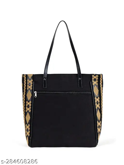 Cotton Blend Thread Work Top Handle Stylish Tote Bag for Women and Girls |  Indian loom classic jacquard fabric for women | Women Geometric Pattern Tote Bag