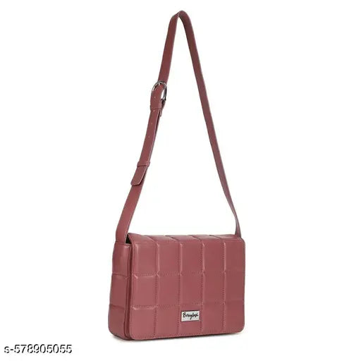 Berrylush Women Red Geometric Pattern PU Button-Up Quilted Regular Sling Bag