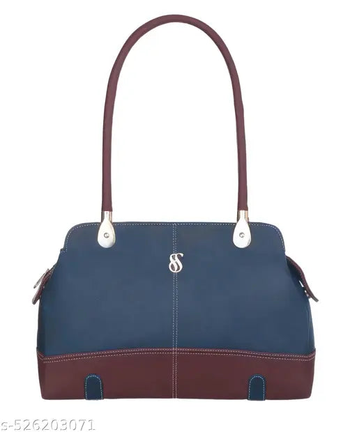 Fostelo Women's Vegan Leather Davie Shoulder Bag | Ladies Purse Handbag (Blue) (Large)