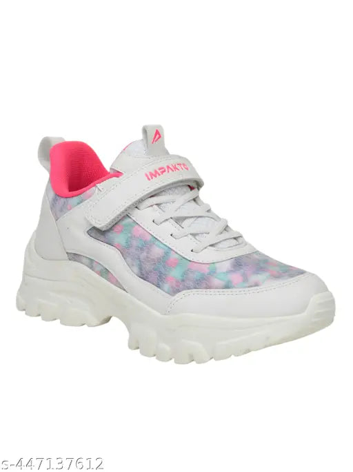 Impakto Pixel Burst Women's Casual White Stylish Sneakers Trendy & Lightweight Design AS4072