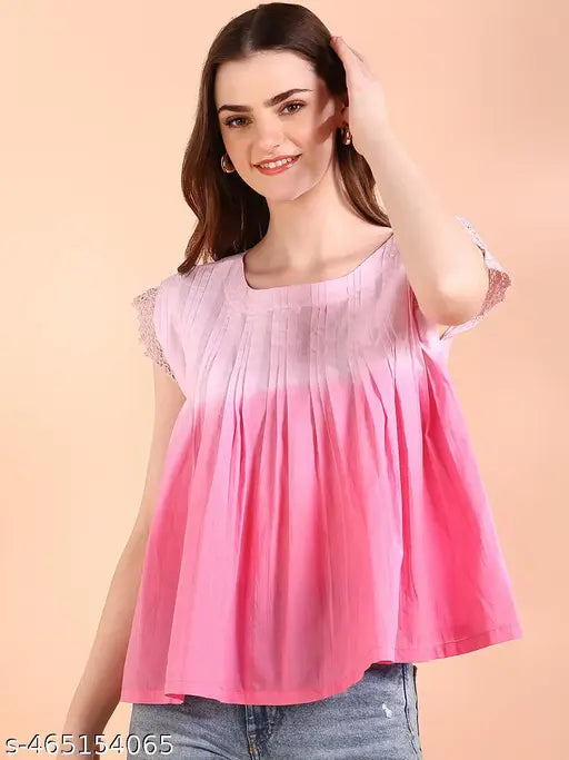 Vibrant pInk Tie-Dye Everywhere Top In Soft Rayon