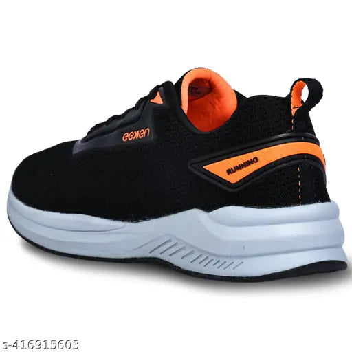 Paragon Eeken Black Lightweight Soft Cushioned Sports Shoes for Men