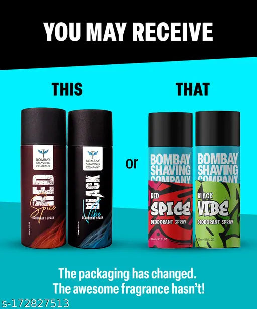 Bombay Shaving Company Perfume Body Spray For Men| Red Spice and Black Vibe | Deodorant for Men Fragrance | 150ml each (Pack of 2)