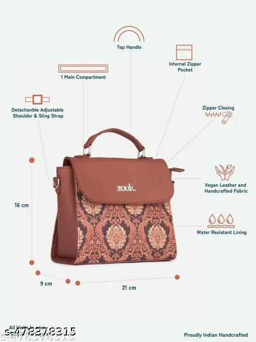 ZOUK Jodhpur Damask Statement Sling Bag